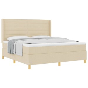 vidaXL Lit à ressorts avec matelas Crème 180 x 200 cm tissu