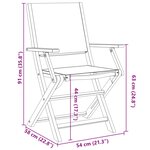 vidaXL Chaises de jardin pliantes lot de 8 tissu et bois massif