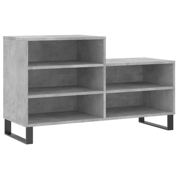 vidaXL Armoire à chaussures Gris béton 102x36x60 cm Bois d'ingénierie