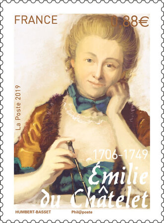 Timbre - Emilie du Châtelet - Lettre verte