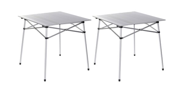 Lot de 2 tables à lattes de camping - O'Camp - Housse de transport inclus - 70 x 70  x 70 cm