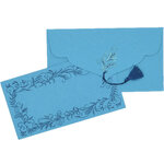 PAPERTREE LUCY Lot de 5 Enveloppes cadeau + carte 19X10cm-Bleu/Bleu