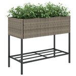 vidaXL Jardinière avec étagère gris résine tressée