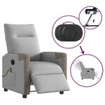 vidaXL Fauteuil de massage inclinable électrique gris nuage tissu