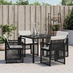 vidaXL Chaises de jardin lot de 4 avec coussins noir résine tressée