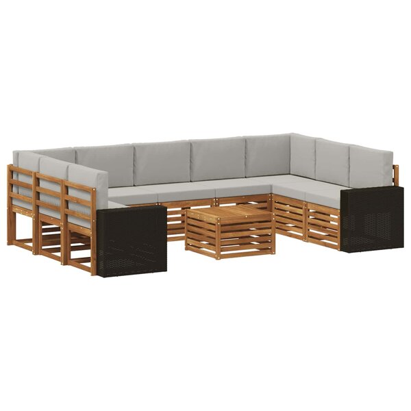 vidaXL Ensembles de canapés avec coussin 10 Pièces Naturel et gris clair