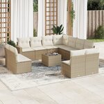 vidaXL Salon de jardin avec coussins 12 Pièces beige résine tressée