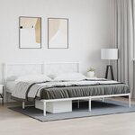 vidaXL Cadre de lit métal sans matelas et tête de lit blanc 193x203 cm