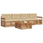 vidaXL Ensemble de canapés d'extérieur 5 Pièces Naturel et Beige