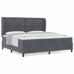 vidaXL Lit à ressorts avec matelas Gris foncé 200 x 200 cm Velours
