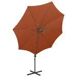 vidaXL Parasol déporté avec mât et lumières LED Terre cuite 300 cm