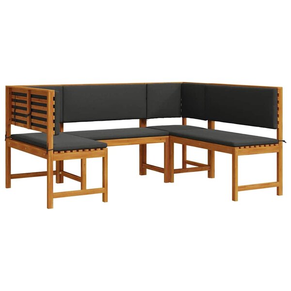 vidaXL Ensemble de banc de jardin 3 Pièces Marron Bois d'acacia massif