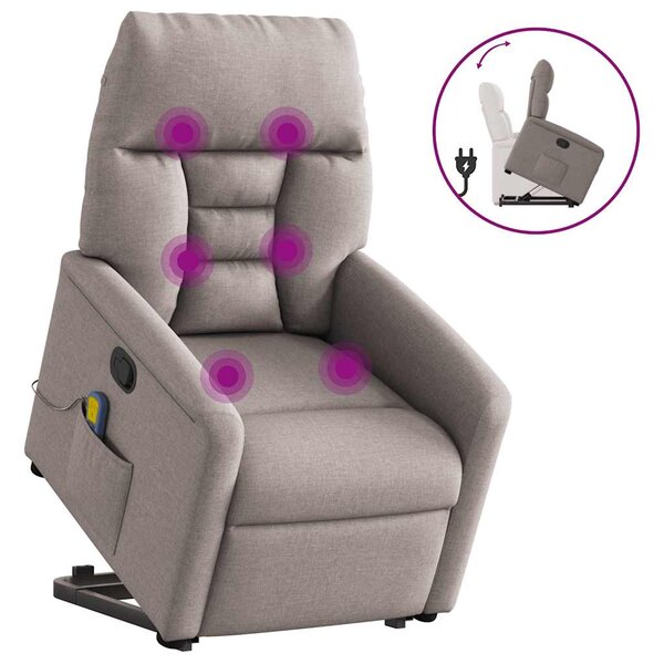 vidaXL Fauteuil inclinable de massage Taupe Tissu