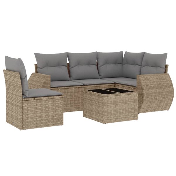 vidaXL Salon de jardin avec coussins 6 Pièces beige résine tressée