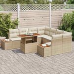 vidaXL Ensemble de salle à manger pour jardin 9 Pièces Beige et crème