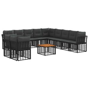 vidaXL Ensemble de canapés d'extérieur 12 Pièces Noir et Gris foncé