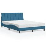 vidaXL Lit avec matelas bleu 140x190 cm velours