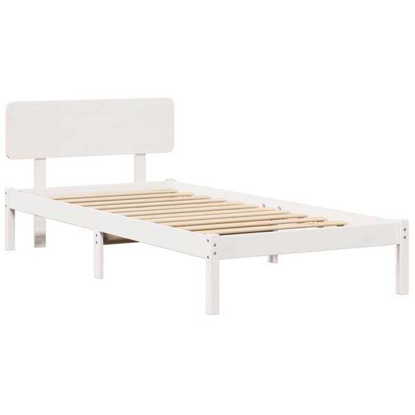 vidaXL Cadre de lit avec tête de lit blanche 90x190 cm en bois de pin massif
