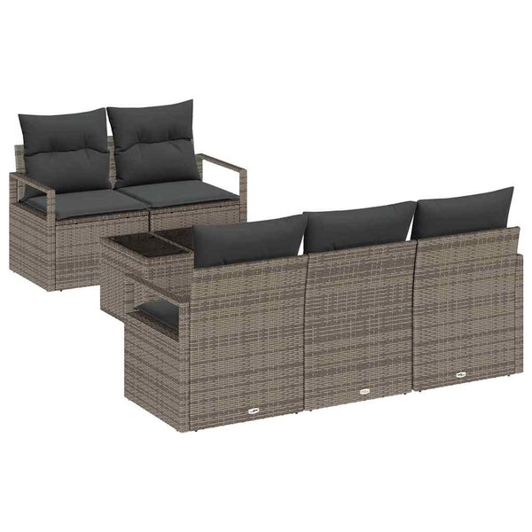vidaXL Ensemble de canapé de jardin 6 Pièces Gris 55 x 55 x 37 cm
