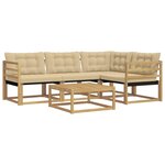 vidaXL Ensemble de canapés d'extérieur 5 Pièces Blanc et Beige