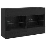 vidaXL Meuble TV mural Montage mural Chêne noir 98 5 x 30 x 60 5 cm