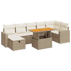 vidaXL Salon de jardin avec coussins 5 Pièces beige résine tressée acacia
