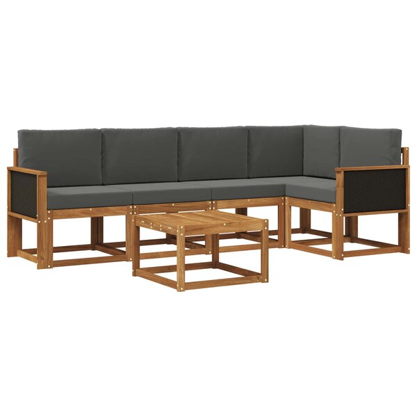 vidaXL Ensemble de canapés d'extérieur 6 Pièces Naturel et Anthracite