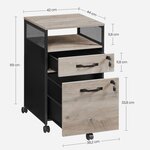 Caisson de bureau avec 2 tiroirs verrouillables meuble de rangement de bureau avec roulettes 41 x 44 x 66 cm compartiment ouvert cadre en acier style industriel gris 12_0004811