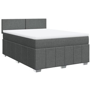 vidaXL Sommier à lattes de lit avec matelas Gris foncé 160x200cm Tissu