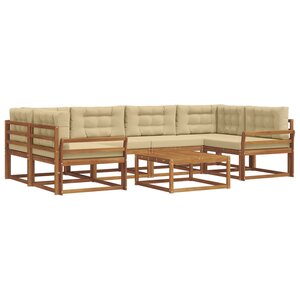 vidaXL Ensemble de canapés d'extérieur 7 Pièces Naturel et Beige
