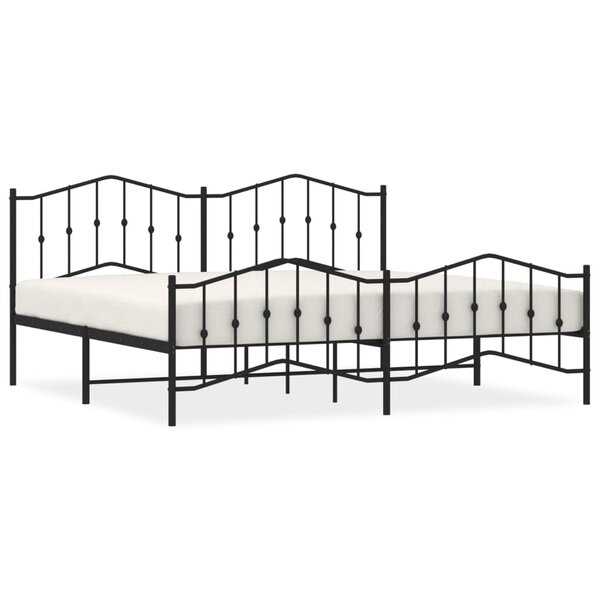 vidaXL Cadre de lit métal avec tête de lit/pied de lit noir 200x200 cm