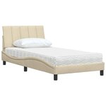 vidaXL Lit avec matelas crème 100x200 cm tissu