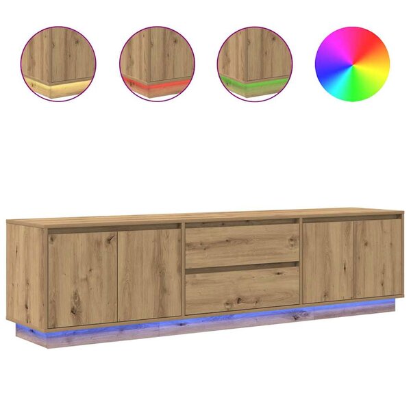 vidaXL Meuble TV avec éclairages LED chêne artisanal 193 5x41x50 cm