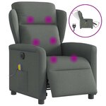 vidaXL Fauteuil inclinable de massage électrique gris foncé tissu