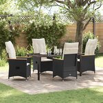 vidaXL Ensemble de salle à manger pour jardin 5 Pièces Noir Poly rotin