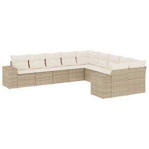 vidaXL Salon de jardin avec coussins 10 Pièces beige résine tressée
