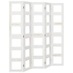 vidaXL Cloison de séparation 5 panneaux blanc bois de paulownia massif