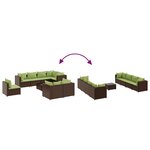 vidaXL Salon de jardin avec coussins 9 Pièces marron résine tressée
