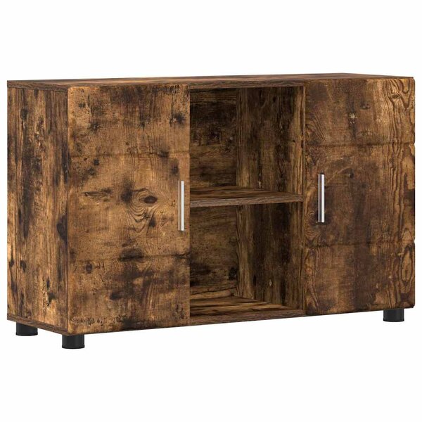 vidaXL Buffet avec étagère FLORIN Chêne fumé 88 5 x 30 5 x 55 5 cm