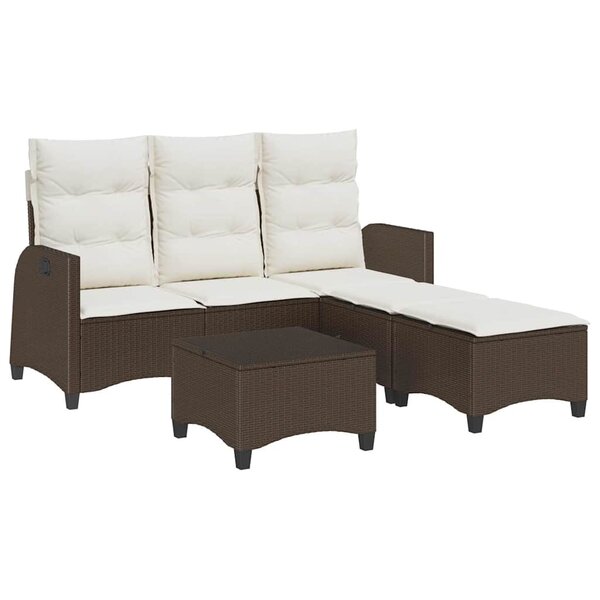 vidaXL Salon de jardin 3 Pièces avec coussins forme L marron polyrotin