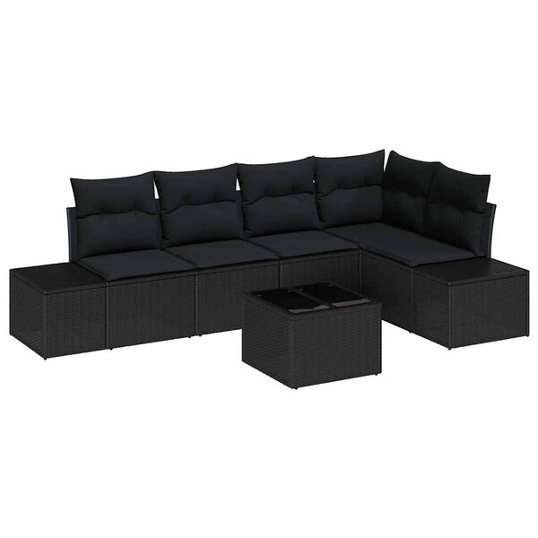 vidaXL Ensemble de canapé de jardin 6 Pièces Noir Poly rotin