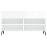 vidaXL Banc à chaussures blanc brillant 102x35x55 cm bois d'ingénierie