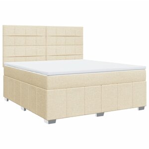 vidaXL Sommier à lattes de lit avec matelas Crème 180x200 cm Tissu