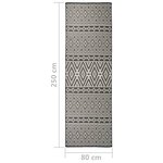 vidaXL Tapis à tissage plat d'extérieur 80x250 cm Rayures noires