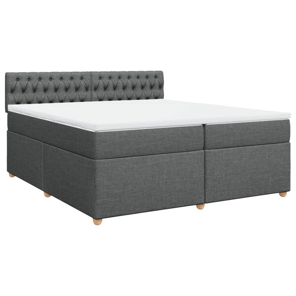 vidaXL Sommier à lattes de lit avec matelas Gris foncé 200x200cm Tissu