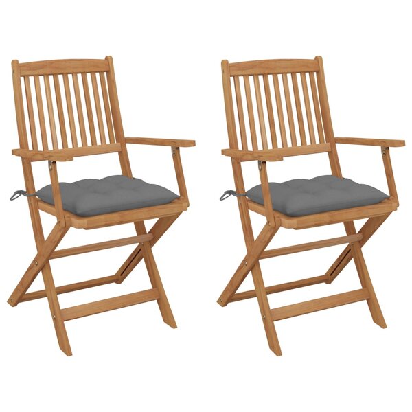 vidaXL Chaises pliables de jardin lot de 2 avec coussins Bois d'acacia
