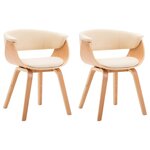 vidaXL Chaises à manger lot de 2 crème bois courbé et similicuir