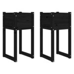 vidaXL Jardinières 2 Pièces Noir 40x40x81 cm Bois massif de pin