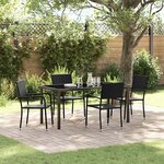 vidaXL Ensemble de salle à manger pour jardin 5 Pièces Noir polyrotin
