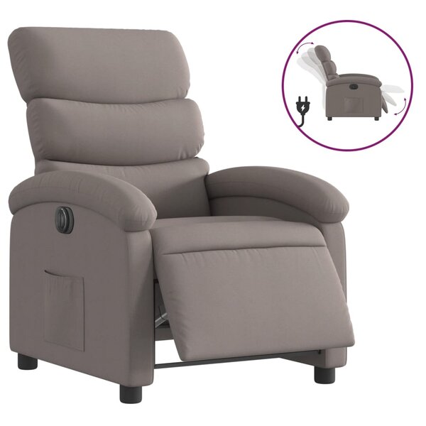 vidaXL Fauteuil inclinable électrique Taupe Tissu